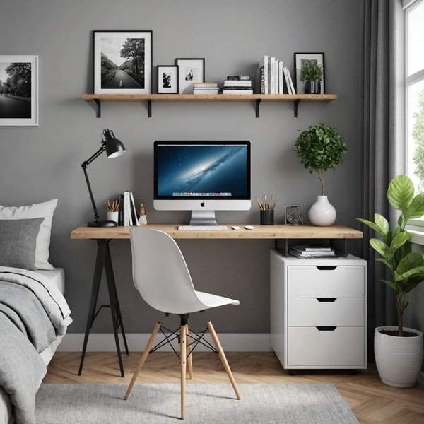 Wie integriert man einen Arbeitstisch in ein kleines Schlafzimmer, ohne den Raum zu überladen?